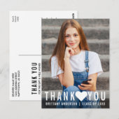 Moderne trendy afstudeer dankjewel hart briefkaart (Voorkant / Achterkant)