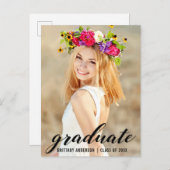 Moderne trendy afstudeerfeest foto uitnodigen b uitnodiging briefkaart (Voorkant / Achterkant)