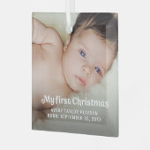 Moderne Trendy Baby's Eerste Kerstmis Custom foto Glas Ornament (Voorkant links)