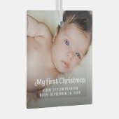 Moderne Trendy Baby's Eerste Kerstmis Custom foto Glas Ornament (Voorkant Rechts)