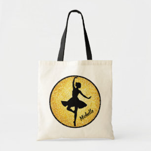 Moderne trendy ballerina ballet dans gepersonalise tote bag