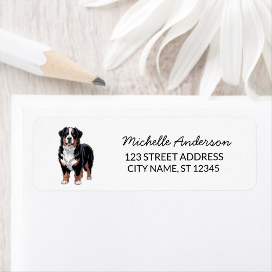 Moderne trendy Berner Sennenhond retouradres Etiket (Insitu)