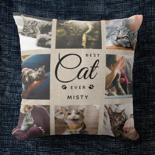 Moderne Trendy Best Cat Ever Pet Paw Photo Collage Kussen