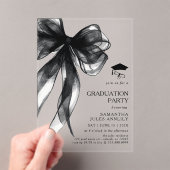 Moderne trendy Black Bow Graduation Party Acryl Uitnodigingen (Insitu (Draagbaar))