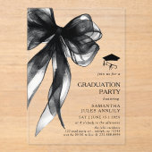 Moderne trendy Black Bow Graduation Party Acryl Uitnodigingen (Voorkant)