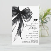 Moderne trendy Black Bow Graduation Party Kaart (Staand voorkant)