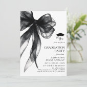 Moderne trendy Black Bow Graduation Party Kaart (Staand voorkant)
