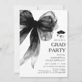 Moderne trendy Black Bow Graduation Party Kaart (Voorkant)