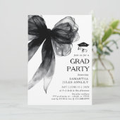 Moderne trendy Black Bow Graduation Party Kaart (Staand voorkant)