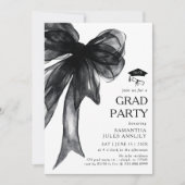 Moderne trendy Black Bow Graduation Party Kaart (Voorkant)