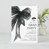 Moderne trendy Black Bow Graduation Party Kaart (Staand voorkant)