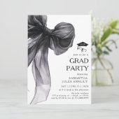 Moderne trendy Black Bow Graduation Party Kaart (Staand voorkant)