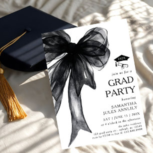 Moderne trendy Black Bow Graduation Party Kaart