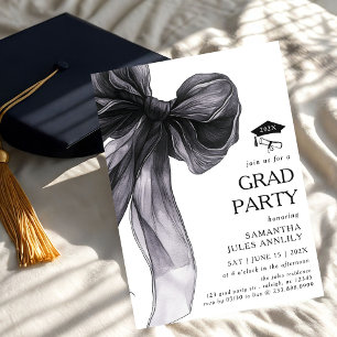 Moderne trendy Black Bow Graduation Party Kaart