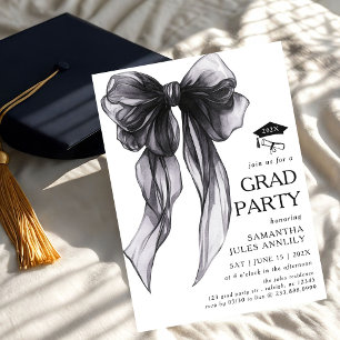 Moderne trendy Black Bow Graduation Party Kaart
