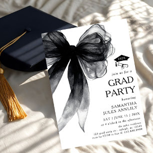 Moderne trendy Black Bow Graduation Party Kaart