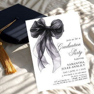 Moderne trendy Black Bow Graduation Party Kaart