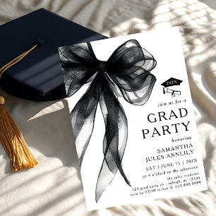 Moderne trendy Black Bow Graduation Party Kaart