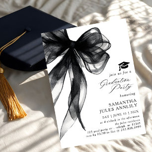 Moderne trendy Black Bow Graduation Party Kaart