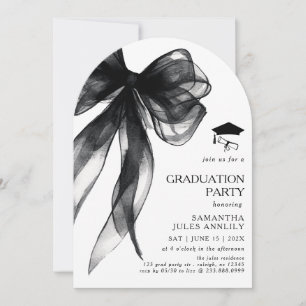 Moderne trendy Black Bow Graduation Party Kaart
