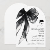 Moderne trendy Black Bow Graduation Party Kaart (Voorkant / Achterkant)