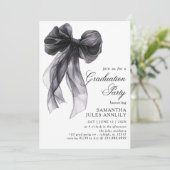 Moderne trendy Black Bow Graduation Party Kaart (Staand voorkant)