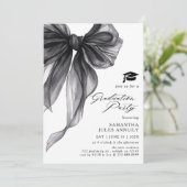 Moderne trendy Black Bow Graduation Party Kaart (Staand voorkant)