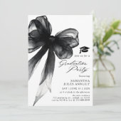 Moderne trendy Black Bow Graduation Party Kaart (Staand voorkant)
