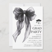 Moderne trendy Black Bow Graduation Party Kaart (Voorkant)
