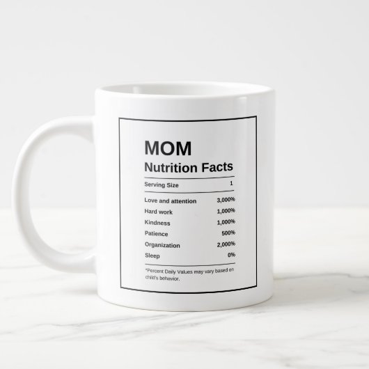 Moderne Trendy Black en White Ma Nutrition Facts Grote Koffiekop (Links)