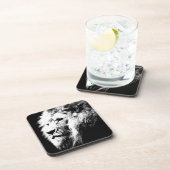 Moderne Trendy Black & White Pop Art Lion Sjabloon Bier Onderzetter (Rechterzijde)