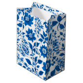 Moderne trendy Blauw en Wit chinoiserie bloem Medium Cadeauzakje (Voorkant Gekanteld)