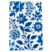 Moderne trendy Blauw en Wit chinoiserie bloem Medium Cadeauzakje (Achterkant)