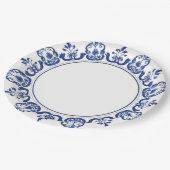 Moderne trendy blauw en wit porselein chinoiserie papieren bordje (Gekanteld)
