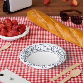 Moderne trendy blauw en wit porselein chinoiserie papieren kommen