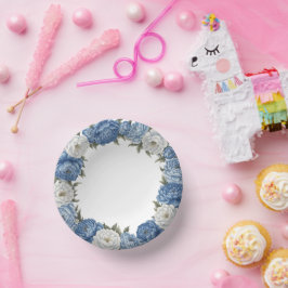 Moderne trendy blauw en wit porselein chinoiserie papieren kommen