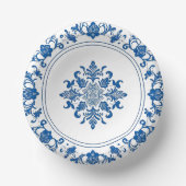 Moderne trendy blauw en wit porselein chinoiserie papieren kommen (Voorkant)