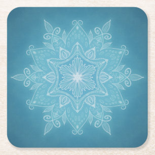 Moderne trendy blauw wit turquoise boho mandala kartonnen onderzetters