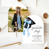 Moderne trendy blauwe boog afstudeerdop gebogen kaart