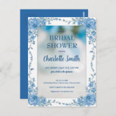 Moderne trendy blauwe chinoiserie bruidsdouche briefkaart (Voorkant / Achterkant)