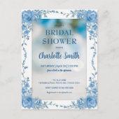 Moderne trendy blauwe chinoiserie bruidsdouche briefkaart (Voorkant)