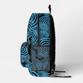 Moderne, trendy blauwe cirkels op zwart bedrukte rugzak (Rechts)