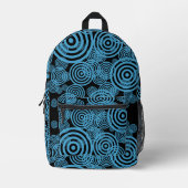 Moderne, trendy blauwe cirkels op zwart bedrukte rugzak (Voorkant)