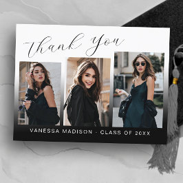 Moderne trendy blauwe en witte 3 foto graduele dan briefkaart