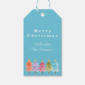 Moderne Trendy Blauwe Kerstboom Cadeaulabel (Voorkant)
