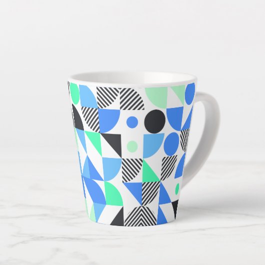 Moderne Trendy Blauwe Mint Groen Geometrisch Latte Mok (Rechterhoek)