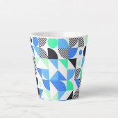 Moderne Trendy Blauwe Mint Groen Geometrisch Latte Mok (Voorkant)