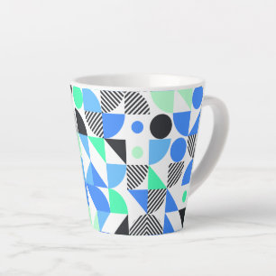 Moderne trendy blauwe mintgroene geometrische latte mok