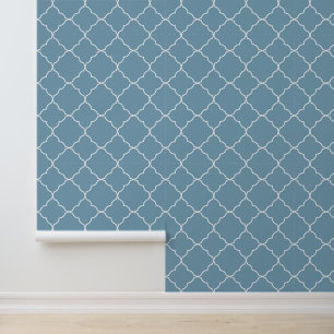 Moderne trendy blauwe vierlobbig motief behang