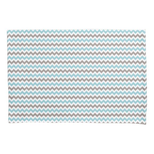 Moderne trendy blauwgrijze chevronpatroon kussensloop (Voorkant)